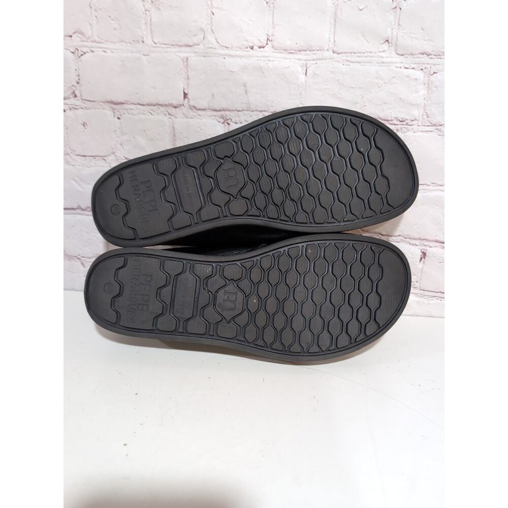 Pepe Menargues Black Leather Criss Cross Size 40 Wedge Sandals Minimalist - Picture 5 of 10